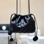 Clutch With Leather Strap Black Lambskin Leather