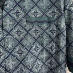 Dark Green Radiating Monogram Short Sleeve Silk Shirt – Sh536