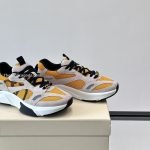 Demivee Mesh And Suede Sneakers In White And Yellow – Vl227