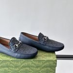 Driver With Horsebit Blue GG Leather – Gc566