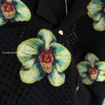 Glitch Orchid Embroidered Short Sleeve Crochet Shirt In Black – Sh544