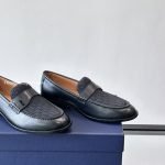 Granville Loafers Black Smooth Calfskin And Black Oblique Jacquard – Cd499