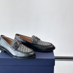 Granville Loafers Black Smooth Calfskin With Beige And Black Oblique Jacquard – Cd489