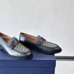 Granville Loafers Black Smooth Calfskin With Beige And Black Oblique Jacquard – Cd500