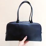 Large Bowling Bag Black Grained Calfskin Leather