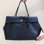 Large Shopping Bag Black Grained Calfskin Leather
