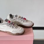 Miumui Tyre Technical Fabric And Suede Sneakers In White