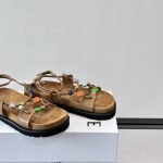 Pebble Beads Fussbett Sandals Brown Nappa Lambskin