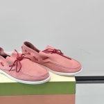 Pink Nubuck Boat Loafers