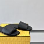 Roma Logo Embossed Slides Black Leather – Fd185