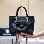 Small Shopping Bag Black Caviar Leather
