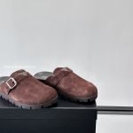 Suede Mules In Dark Brown – Pds41