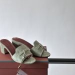 Summer Charms Sandals Khaki Green Suede Goatskin