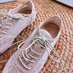 Sunny F Rose Leather Mix Lace Low Top Trainers