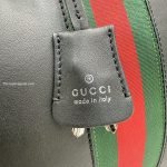 Web Trademark Medium Duffle Bag Black Soft Leather