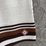 White & Brown Tennis Stripe Crochet Shorts