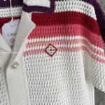 White & Pink Stripe Short Sleeve Crochet Shirt – Sh538