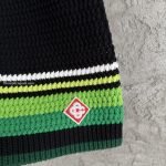 Black & Green Striped Crochet Shorts