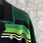 Black & Green Striped Short Sleeve Crochet Shirt – Sh537