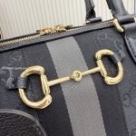 Borsetto Large Boston Bag Grey And Black GG Canvas
