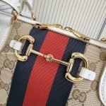 Borsetto Large Boston Bag Sand And Brown GG Canvas