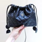 Clutch With Leather Strap Black Lambskin Leather