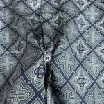 Dark Green Radiating Monogram Short Sleeve Silk Shirt – Sh536
