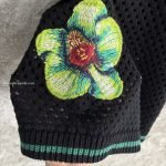 Glitch Orchid Embroidered Crochet Shorts In Black