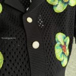 Glitch Orchid Embroidered Short Sleeve Crochet Shirt In Black – Sh544