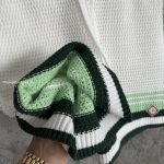 Green & White Tennis Stripe Crochet Shorts