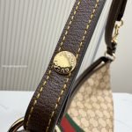Large Shoulder Bag With Web Sand And Dark Brown GG Coated Canvas