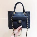 Small Shopping Bag Black Caviar Leather