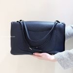 Souplissimo Maxi Flap Black Grained Calfskin Leather