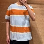 Striped Short-Sleeved T-Shirt In Blue And Orange 1Ak7If