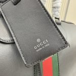 Web Trademark Medium Duffle Bag Black Soft Leather