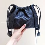 Clutch With Leather Strap Black Lambskin Leather