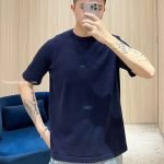 Cotton-Cashmere Short-Sleeved Crewneck In Navy Blue 1Ak6Xl