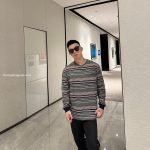 Grey Long-Sleeved Striped T-Shirt In Grey – Sk764