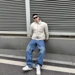 Anagram Baggy Denim Pants In Blue