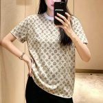 Raffia Monogram T-Shirt In Brown