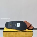 Roma Logo Embossed Slides Brown Leather – Fd186