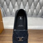 Silverstone Moccasins Navy Blue Monogram-Embossed Calf Leather 1Aiwoz