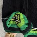 Black & Green Striped Crochet Shorts