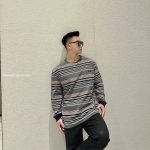 Grey Long-Sleeved Striped T-Shirt In Grey – Sk764
