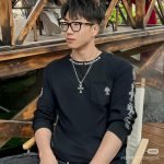 Classic Oval Printed Sweater In Black – Sk778