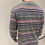 Grey Long-Sleeved Striped T-Shirt In Grey – Sk764