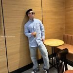 Logo Cotton Shirt In Blue – Sh457