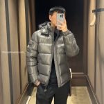 Maya Hooded Short Down Jacket In Grey